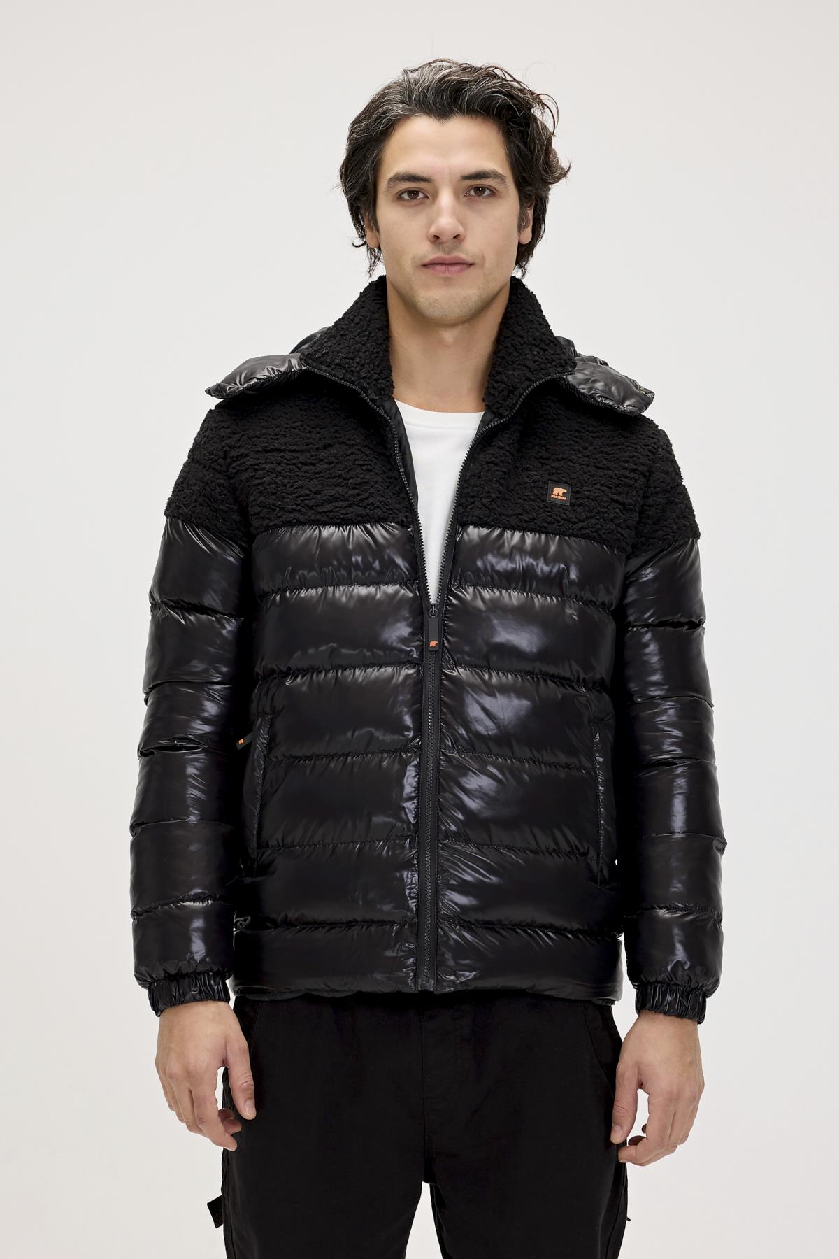 Albert Siyah Erkek Puffer Mont