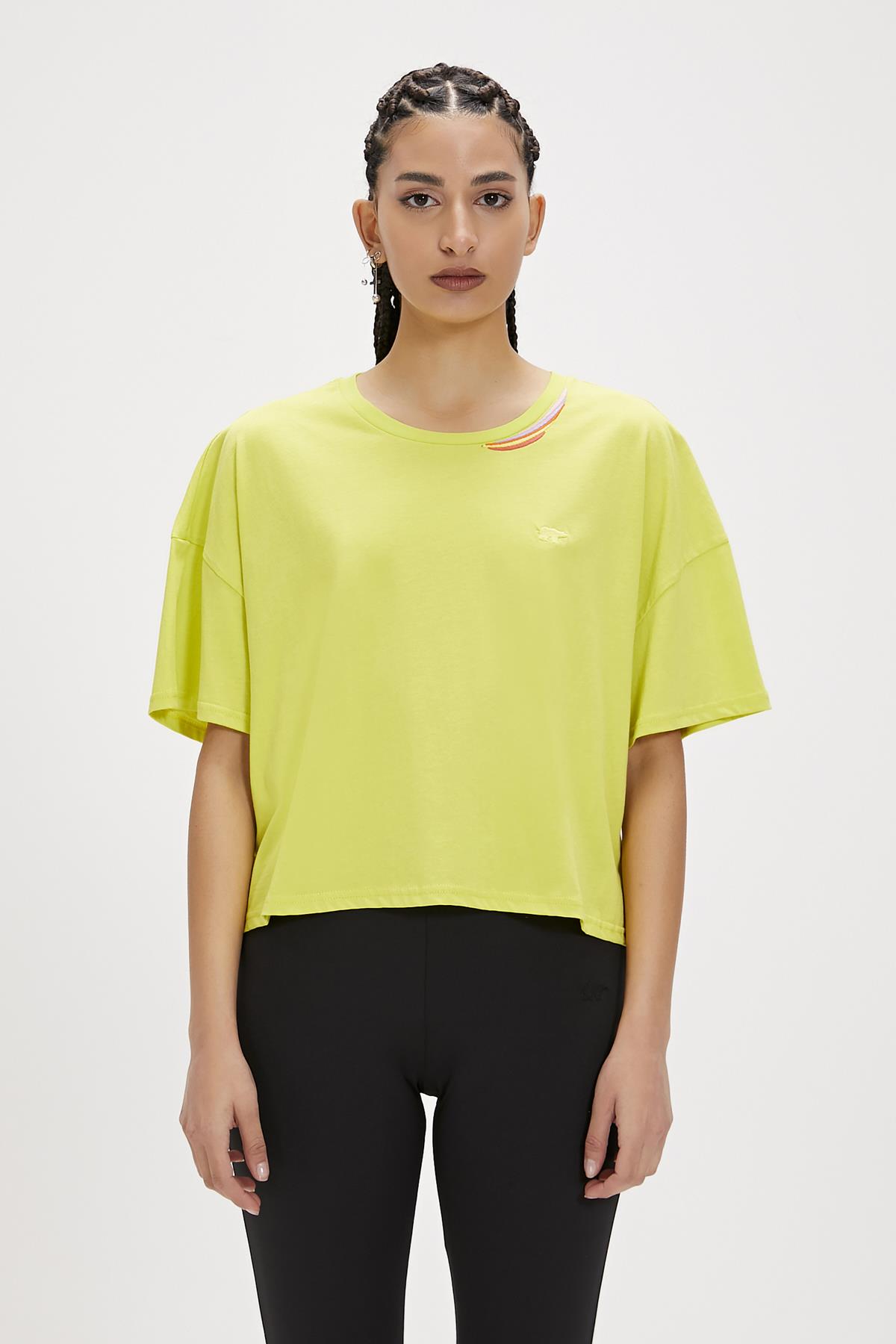 Amanda Yeşil Basic Kadın Tişört