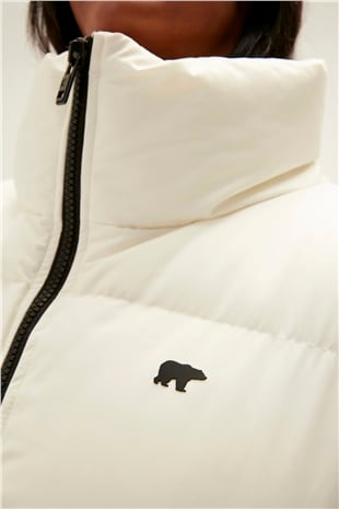 Assassin Puffer Off-White Beyaz Kapüşonlu Kadın Mont