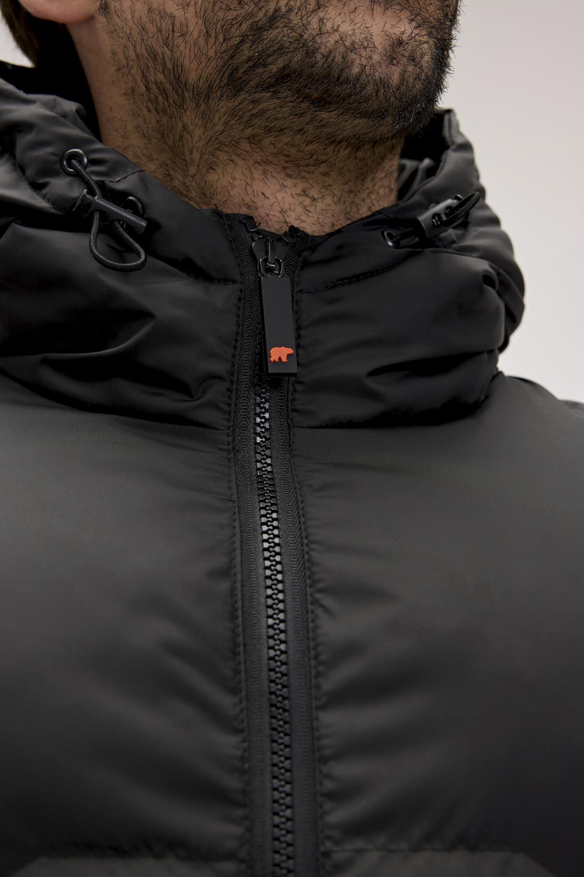 Axel Siyah Erkek Kapüşonlu Mont