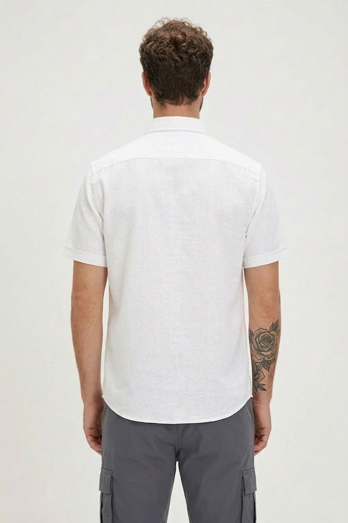 Drafty Beyaz Kısa Kollu Erkek Gömlek