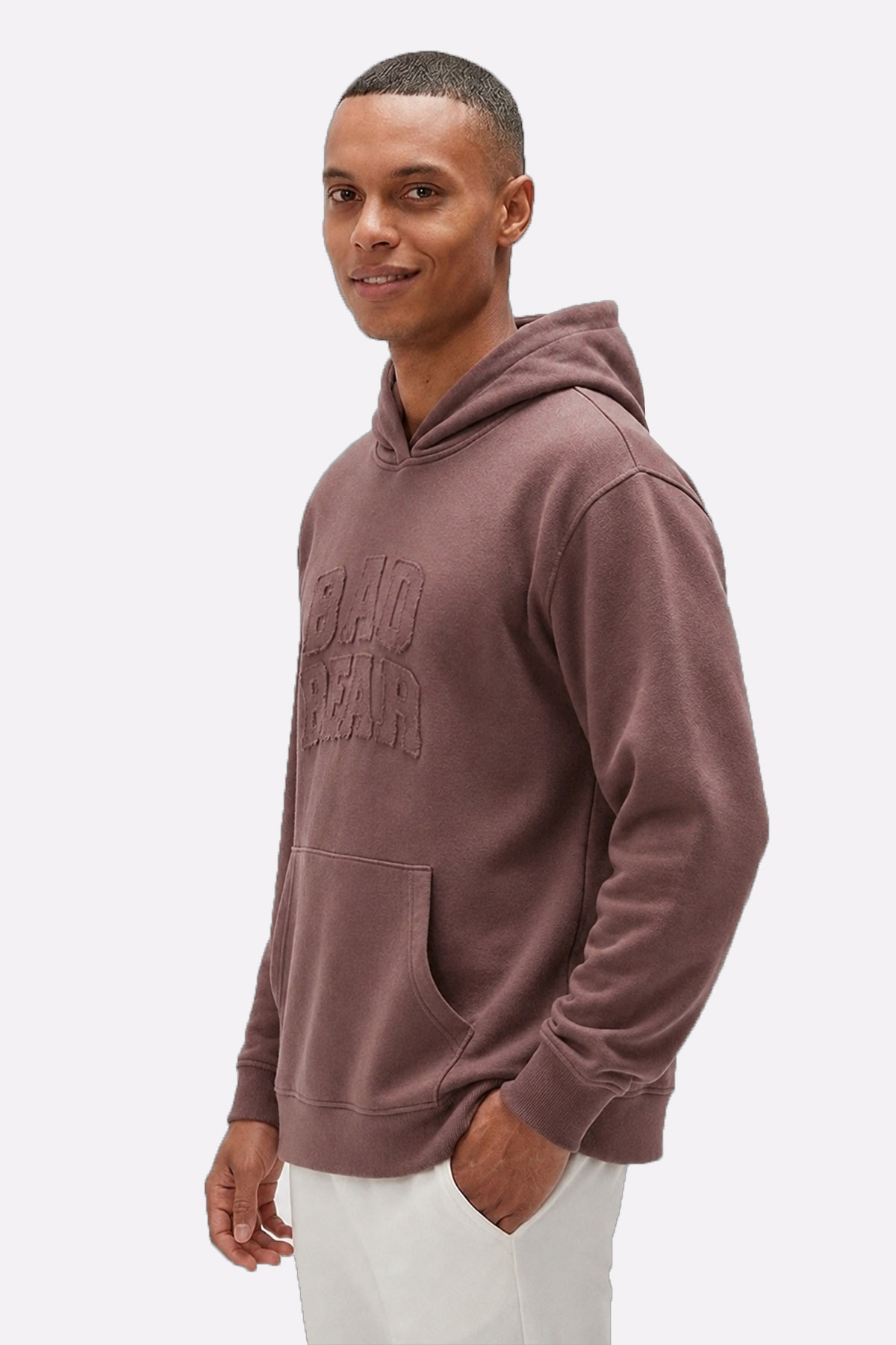 Glacier Kahverengi Logo Baskılı Kapüşonlu Erkek Sweatshirt