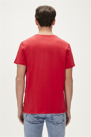 Bear Tee T-Shirt Kırmızı Baskılı Erkek Tişört
