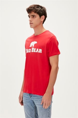 Bear Tee T-Shirt Kırmızı Baskılı Erkek Tişört