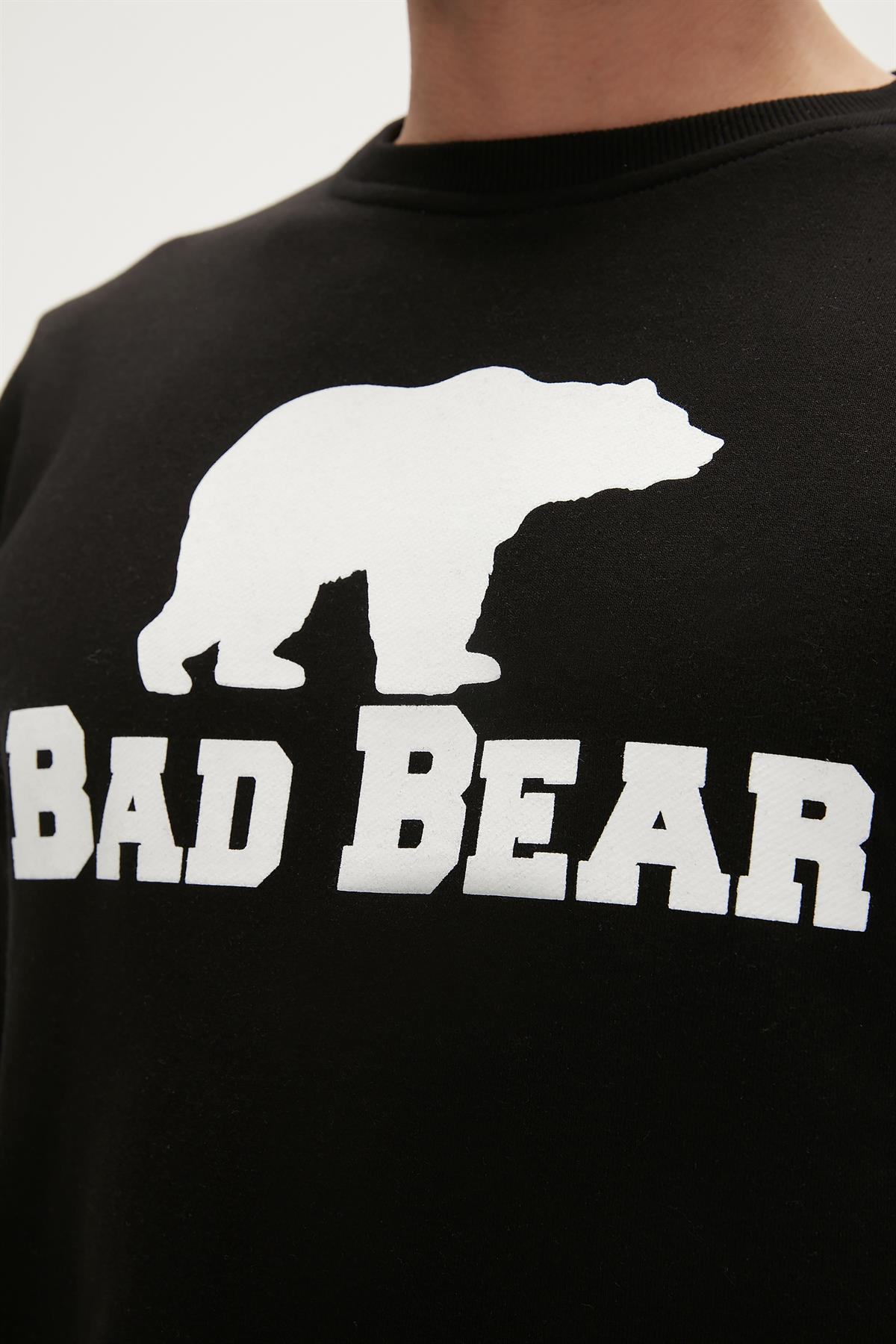 Bad Bear Crewneck Siyah Baskılı Erkek Sweatshirt