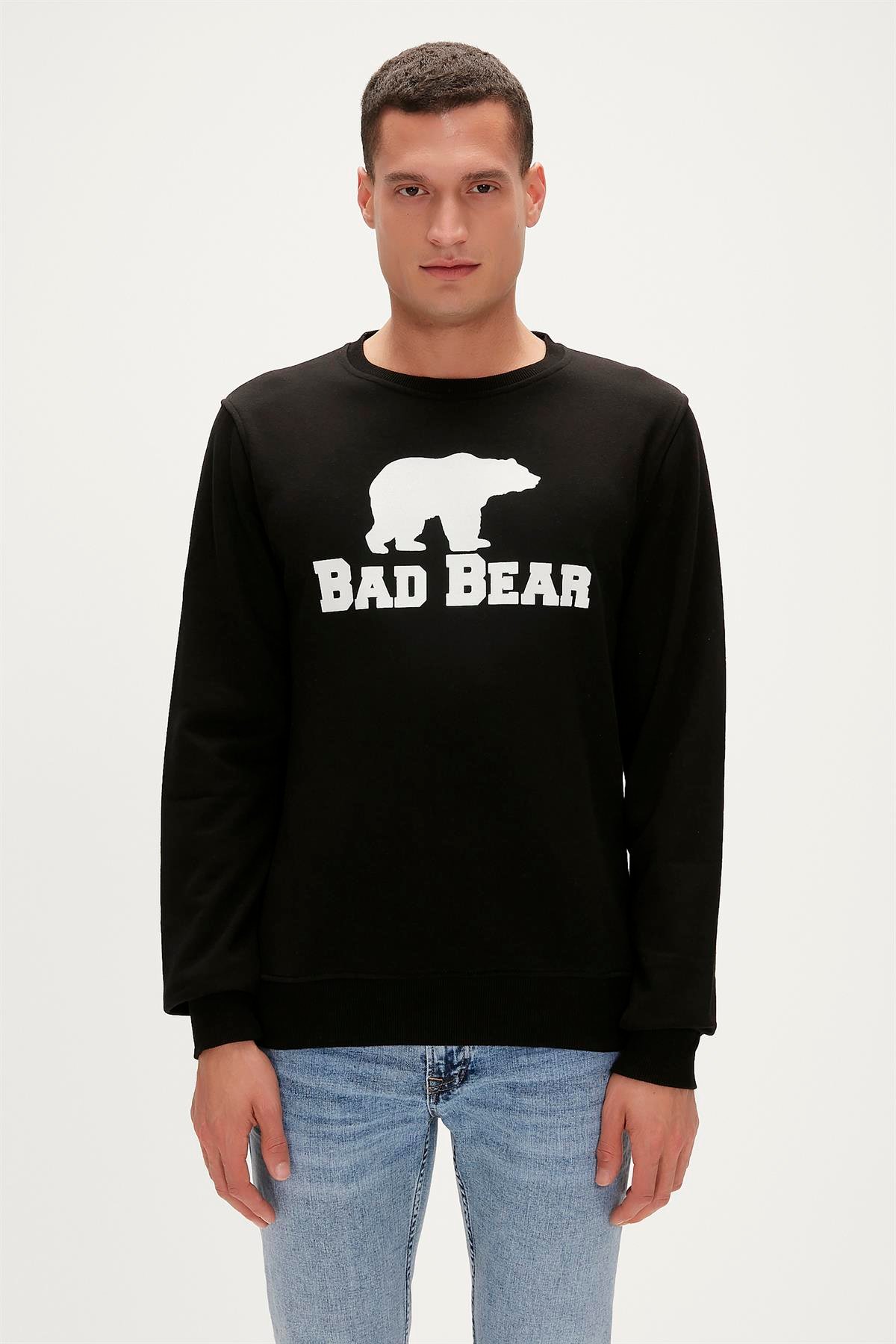 Bad Bear Crewneck Siyah Baskılı Erkek Sweatshirt