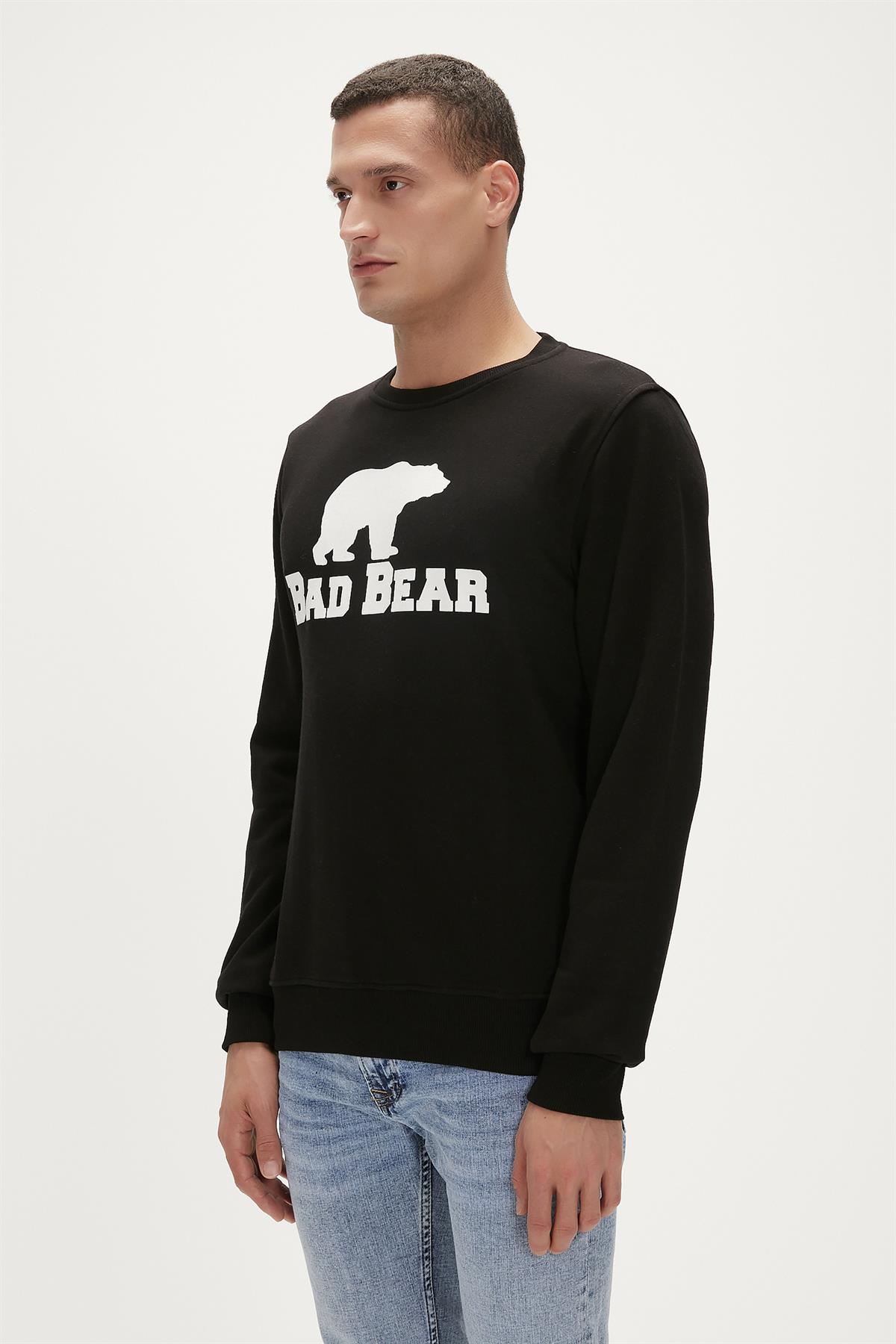 Bad Bear Crewneck Siyah Baskılı Erkek Sweatshirt