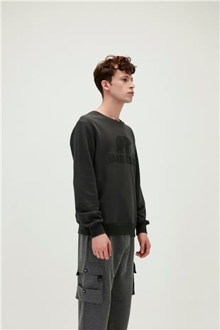 Bad Bear Crewneck Antrasit Baskılı Erkek Sweatshirt
