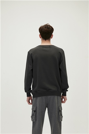 Bad Bear Crewneck Antrasit Baskılı Erkek Sweatshirt