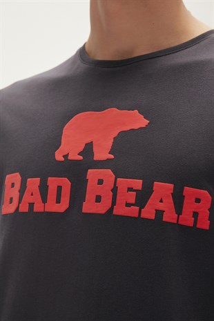 Bear Tee T-Shirt Antrasit Logo Baskılı Erkek Tişört 
