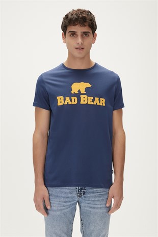 Bear Tee T-Shirt Indigo Mavi Logo Baskılı Erkek Tişört 