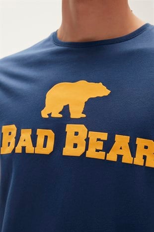 Bear Tee T-Shirt Indigo Mavi Logo Baskılı Erkek Tişört 