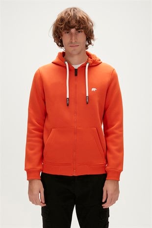 Even Full-Zip Hoodie Turuncu Fermuarlı Kapüşonlu Erkek Sweatshirt