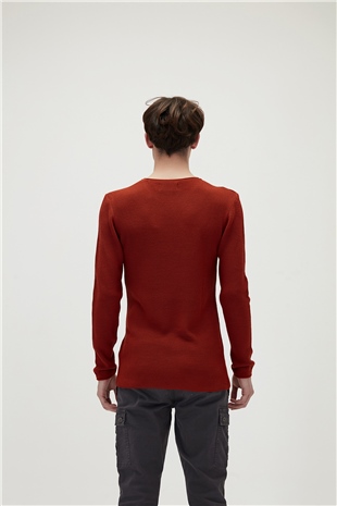 Dapple Knit Brick Red Mens Sweater