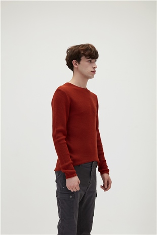 Dapple Knit Brick Red Mens Sweater