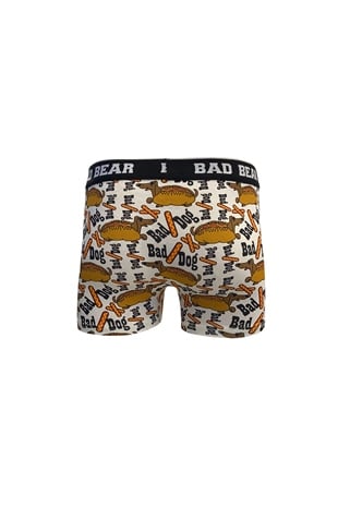 Bad Dog Off-White Beyaz Desenli Erkek Boxer