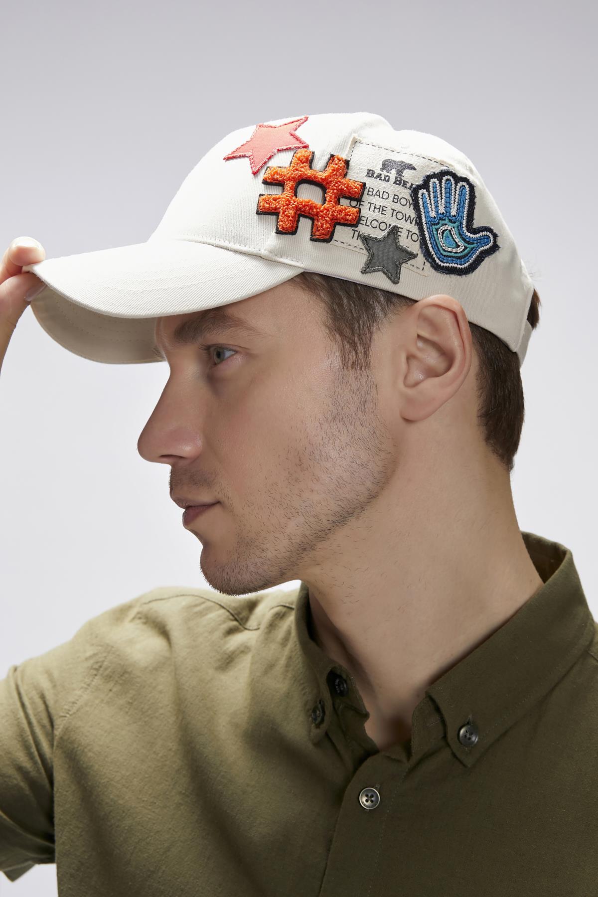 BAD BEAR PATCH CAP BASIC CAP BEIGE  UNISEX CAP BAD BEAR PATCH CAPBAD BEAR PATCH CAP