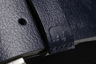 Point Leather Belt Navy Blue