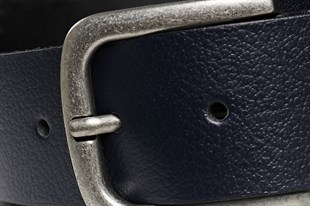 Point Leather Belt Navy Blue