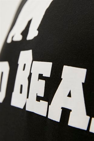 Bear Tee KS T-Shirt Siyah Logo Baskılı King Size Erkek Tişört 