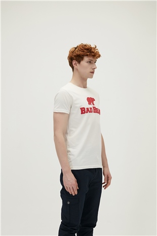 Bear Tee T-Shirt Off White Beyaz/Kırmızı Baskılı Erkek Tişört