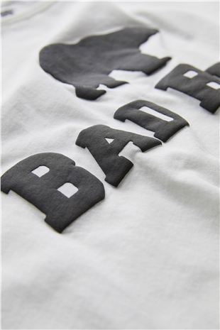 Bear Tee T-Shirt Off-White Beyaz Logo Baskılı Erkek Tişört 