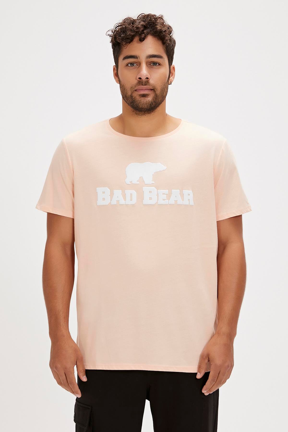 Bad Bear Tee Pembe Logo Baskılı Erkek Tişört