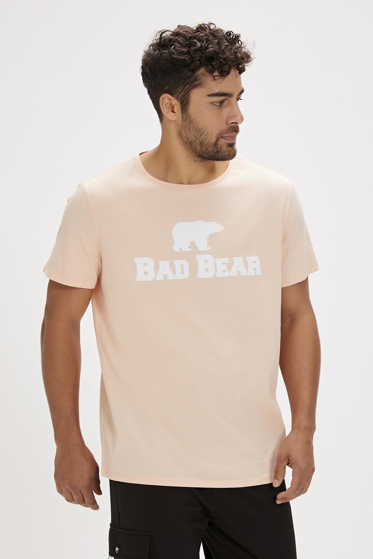 Bad Bear Tee Pembe Logo Baskılı Erkek Tişört
