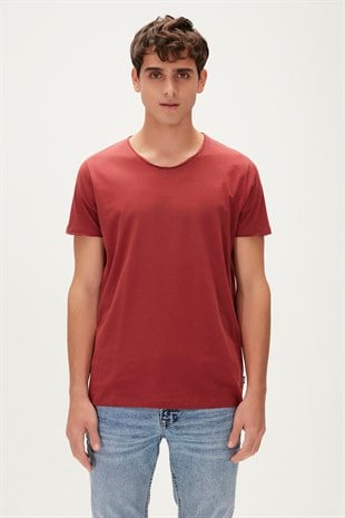 Bad Bear V-Neck T-Shirt Bordo Basic Erkek Tişört
