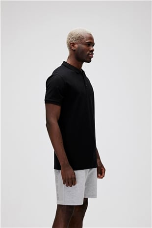 Stark Siyah Polo Yaka Erkek T-Shirt