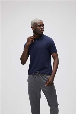 Stark Lacivert Polo Yaka Erkek T-Shirt