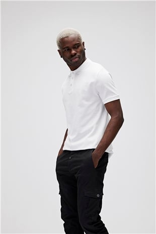 Stark Off-White Beyaz Polo Yaka Erkek T-Shirt