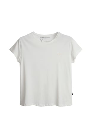 Violet O-Neck T-Shirt Off-White Beyaz Basic Kadın Tişört