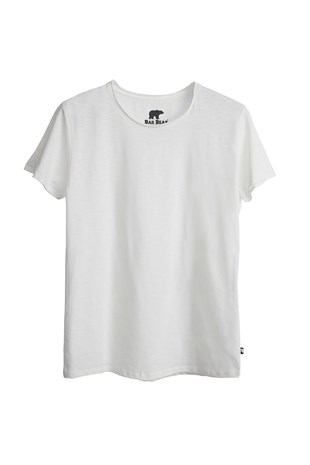 Bad Bear O-Neck T-Shirt Off-White Beyaz Basic Erkek Tişört 