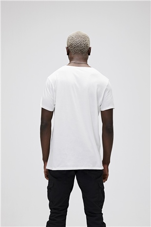 Bear Tee T-Shirt Off-White Beyaz Logo Baskılı Erkek Tişört 