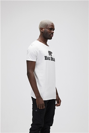Bear Tee T-Shirt Off-White Beyaz Logo Baskılı Erkek Tişört 