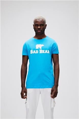Bear Tee T-Shirt Mavi Baskılı Erkek Tişört