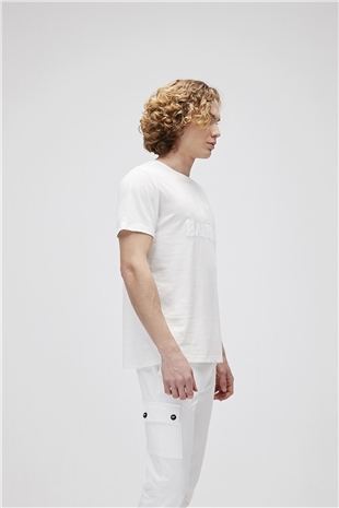 Bear Tee T-Shirt Snow White Beyaz Baskılı Erkek Tişört