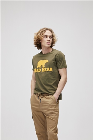 Bear Tee T-Shirt Haki Yeşil Logo Baskılı Erkek Tişört 
