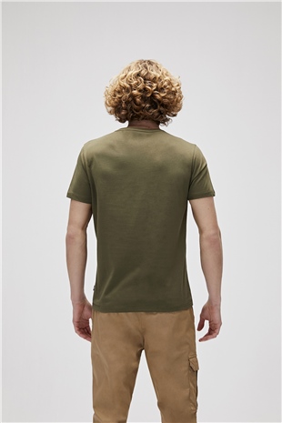 Bear Tee T-Shirt Haki Yeşil Logo Baskılı Erkek Tişört 