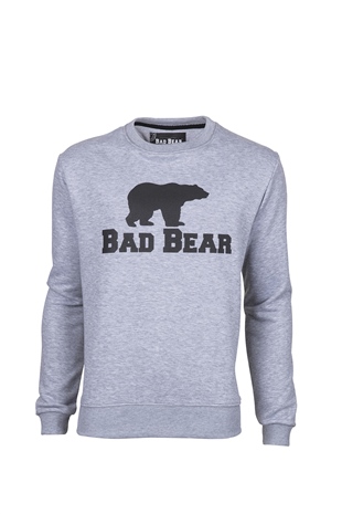 Bad Bear Crewneck Gri Melanj Baskılı Erkek Sweatshirt