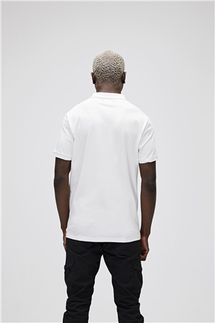 Cord Off-White Beyaz Polo Yaka Fermuarlı Erkek T-Shirt