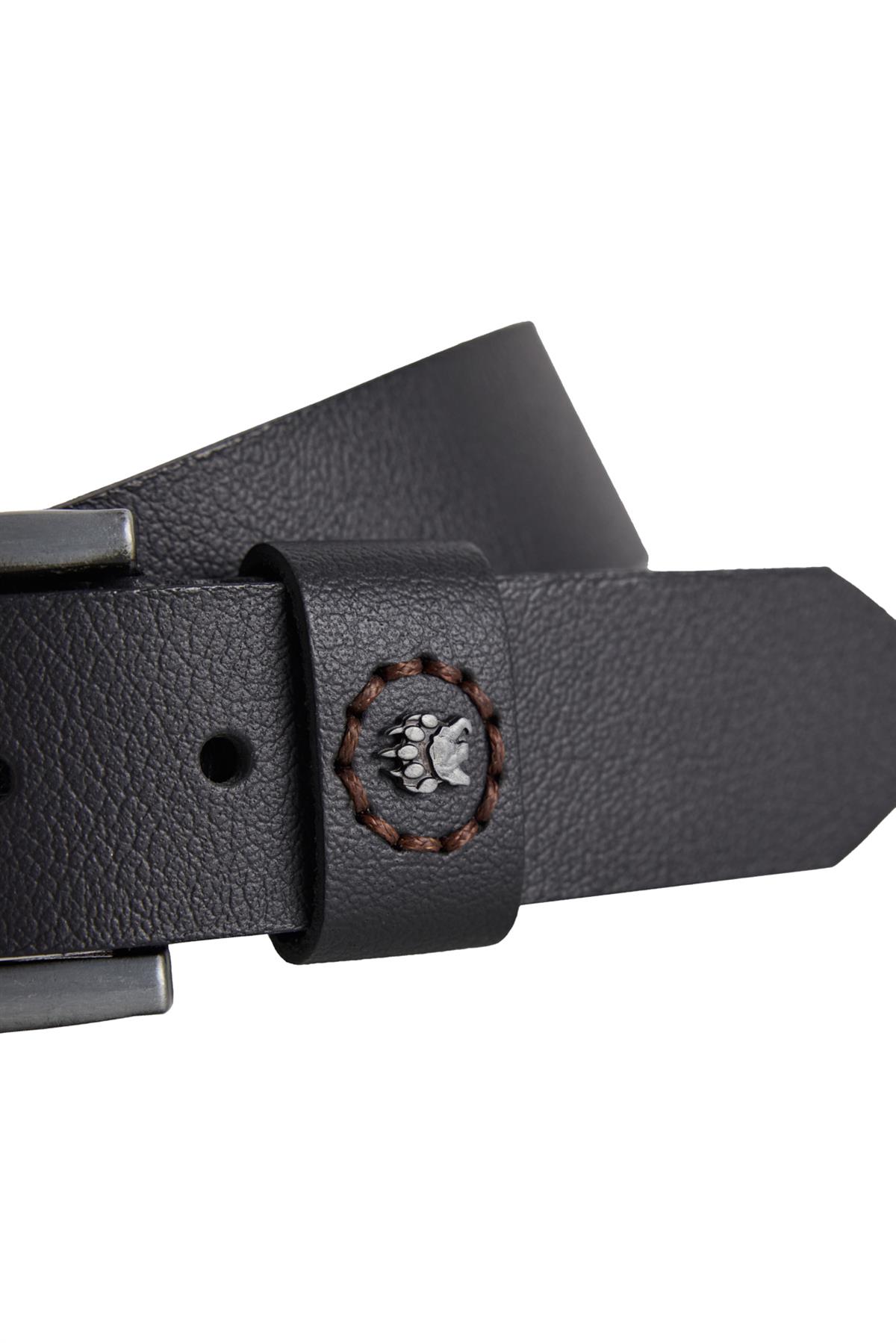 Bad Print Belt Siyah Deri Erkek Kemer