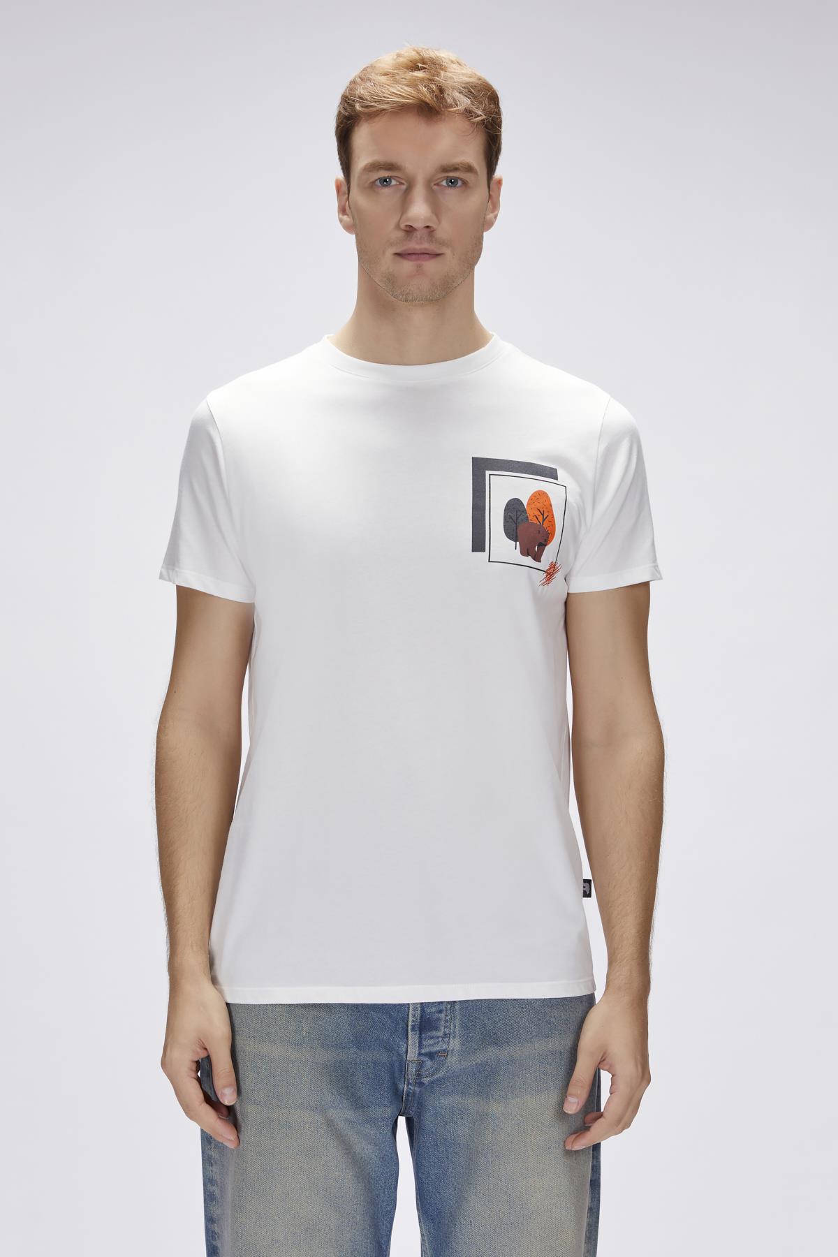 Bain Off-White Mens Printed T-Shirt