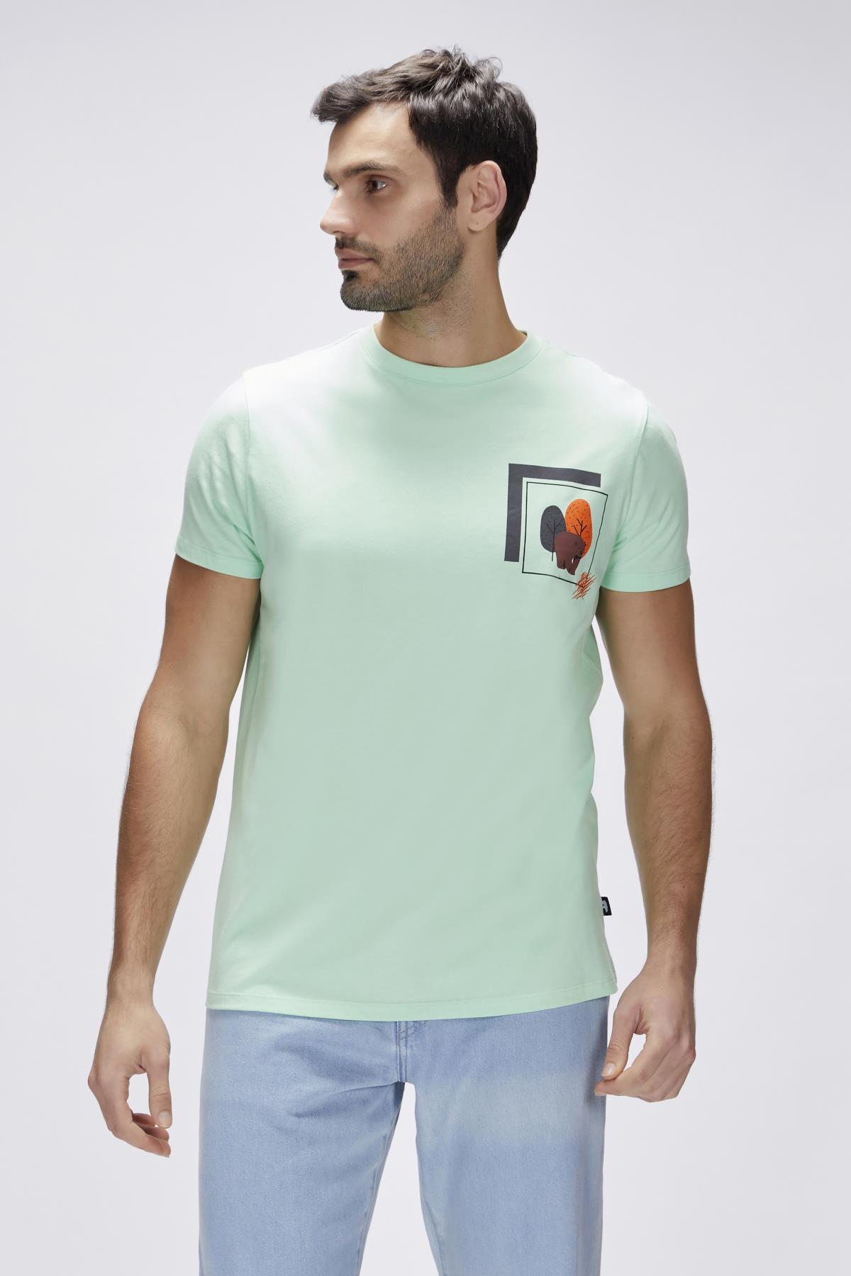 Bain Green Fig Mens Printed T-Shirt