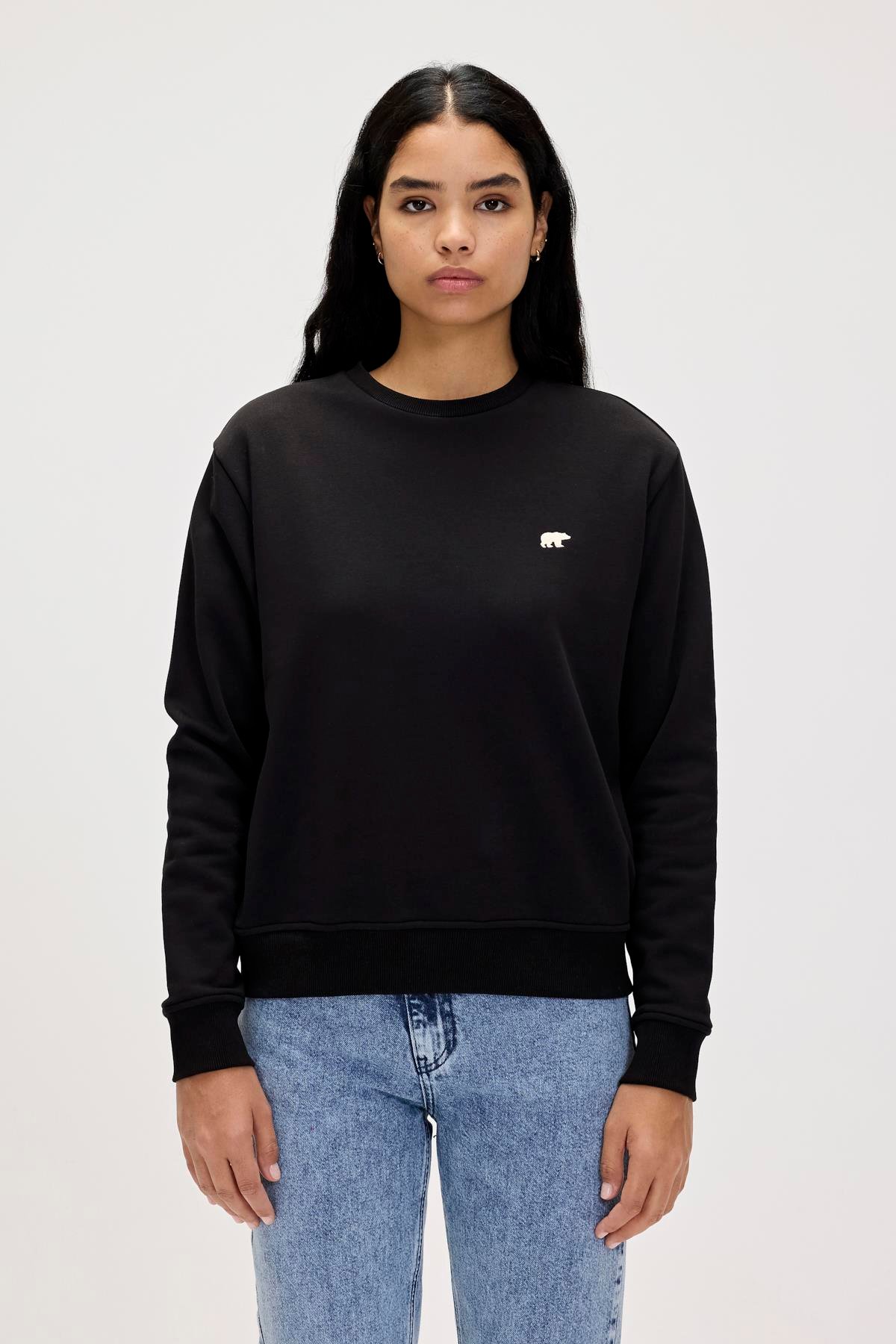Basic Black Womens Crewneck Sweatshirt