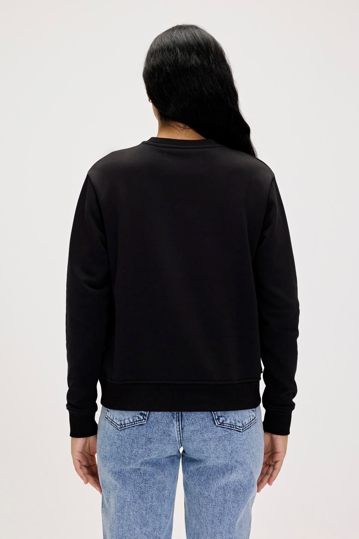 Basic Black Womens Crewneck Sweatshirt