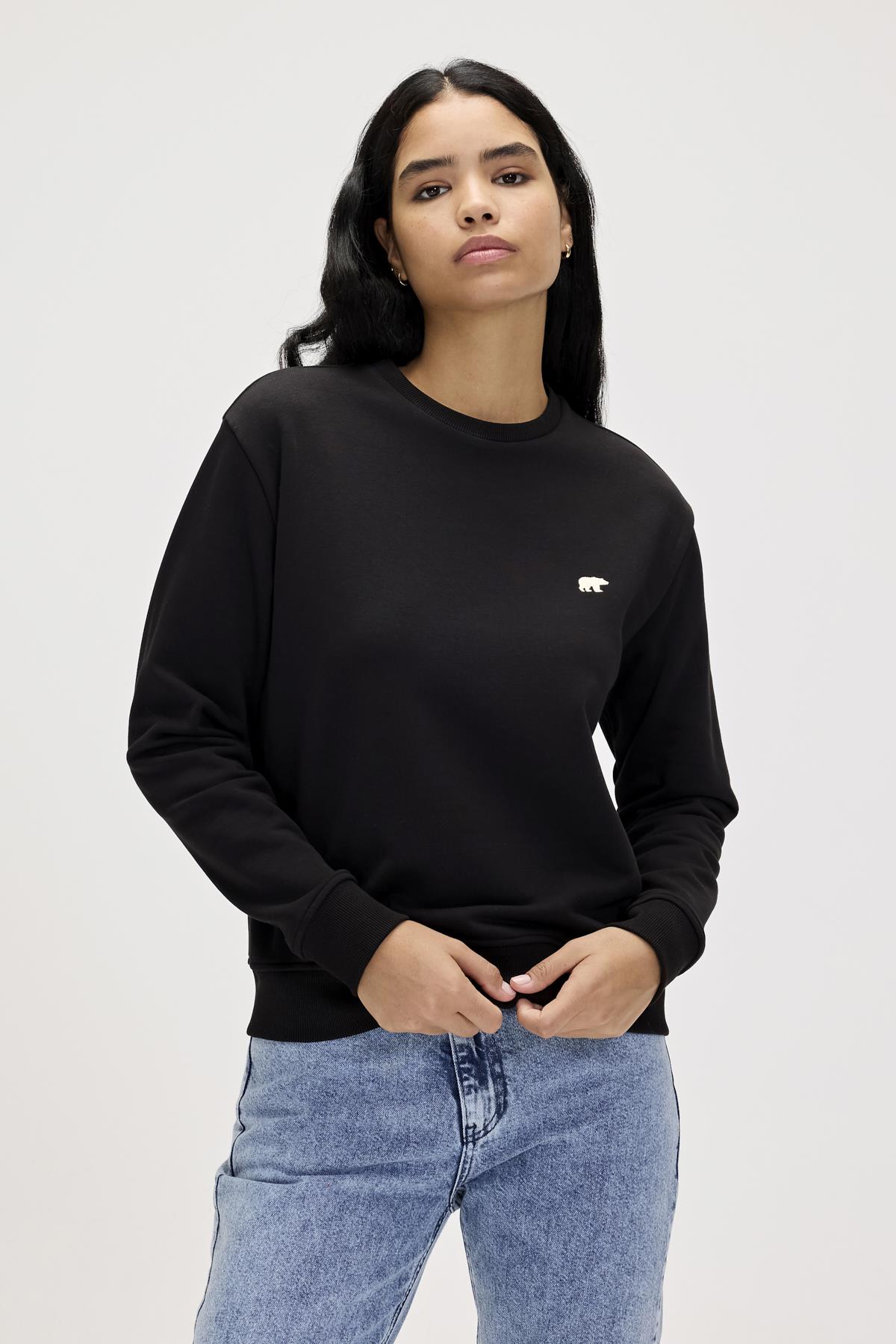Basic Black Womens Crewneck Sweatshirt