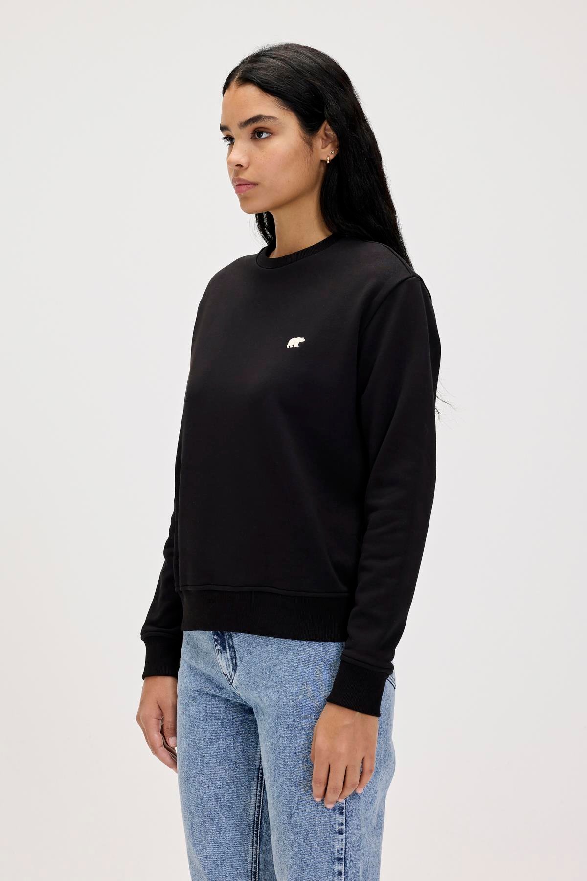 Basic Black Womens Crewneck Sweatshirt