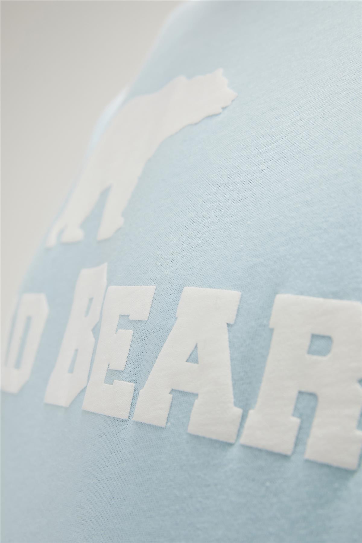 Bear Tee T-Shirt Gök Mavi Logo Baskılı Erkek Tişört 